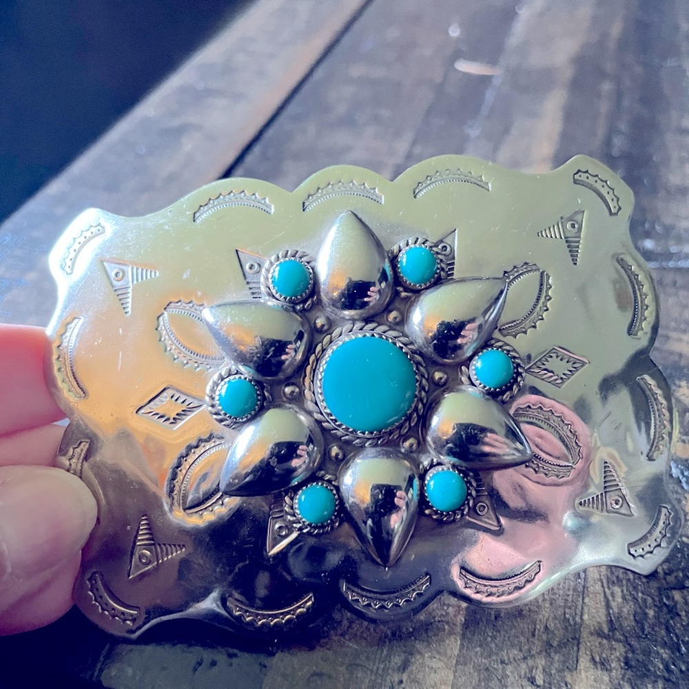 Native silver belt buckle